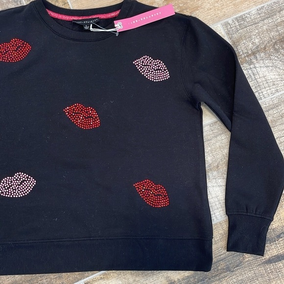 NWT Jane and Delancey Womens Black w Red Rhinestone Lips Sweater Size Small S - Picture 3 of 8
